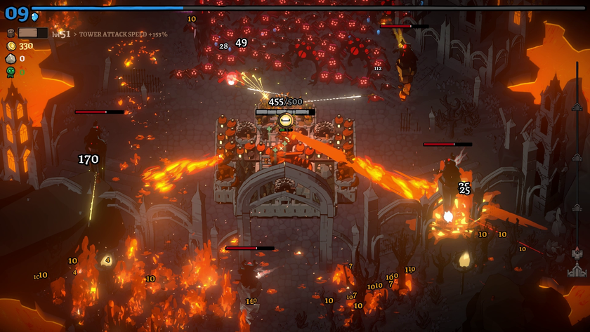 A city shooting out flames in Monsters Are Coming.