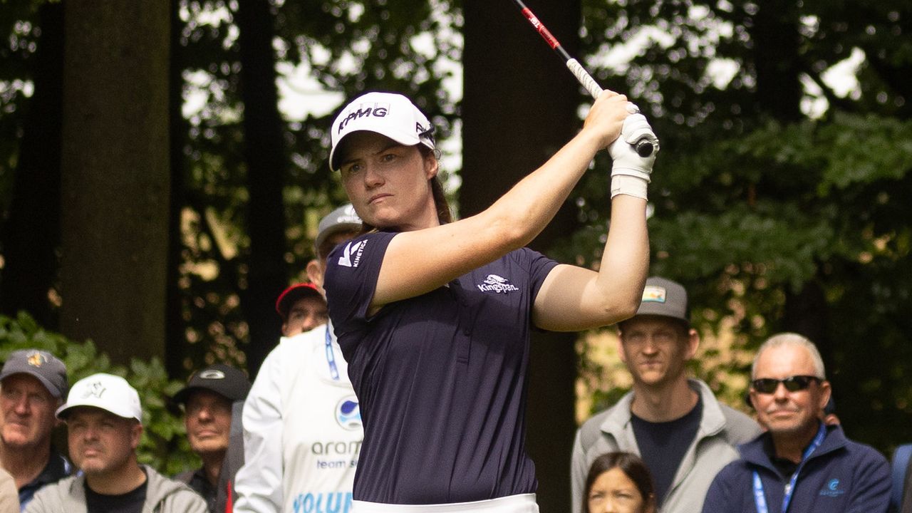 Leona Maguire hits a tee shot