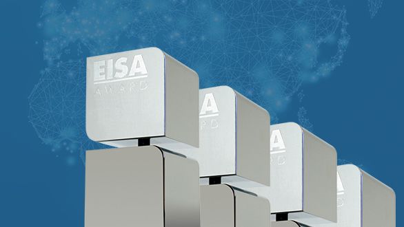 EISA Award trophies against a blue background