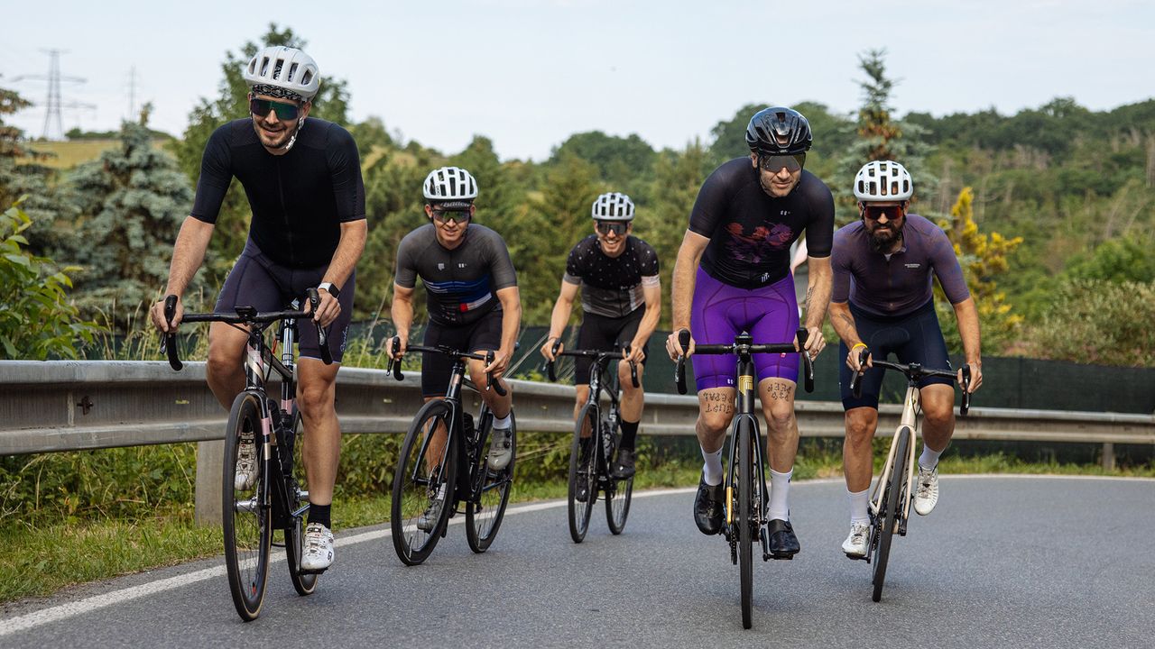 Festka Spectre being ridden up a hill in a group
