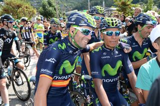 Alejandro Valverde and Nairo Quintana before the start of stage 12.