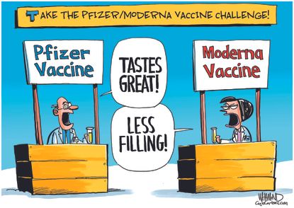 Editorial Cartoon U.S. Coronavirus Vaccines Pfizer Moderna