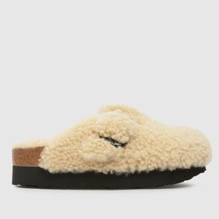 Birkenstock Boston Big Buckle Shearling Sandals in Natural