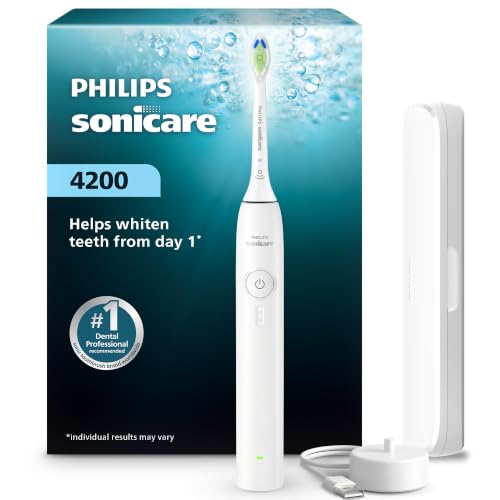 Philips Sonicare 4200 Rechargeable Electric Toothbrush, 1 Brush Head, White