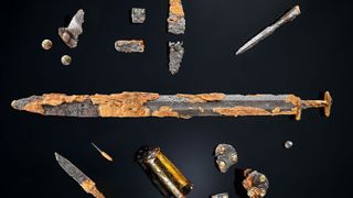 Early medieval weapons and jewelry found in southwestern Germany near the Danube River.