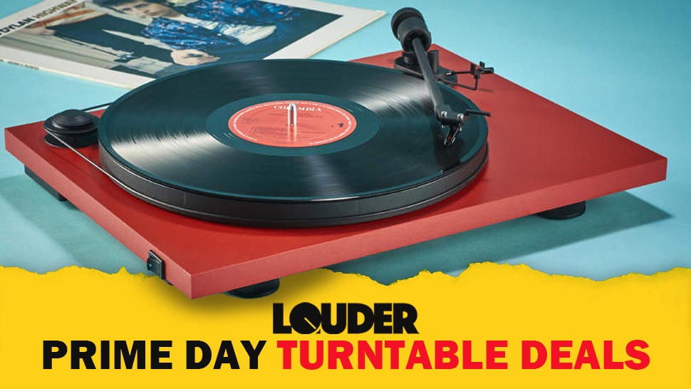 Red record player on a blue floor