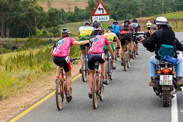 Sue Haywood gives Jenny Smith a push on stage seven.