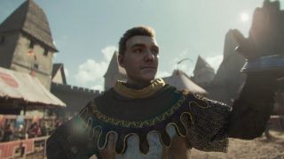 Kingdom Come hero Henry waving to a crowd