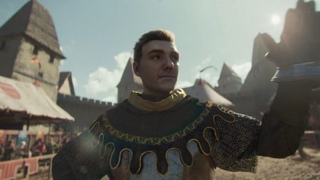 Kingdom Come hero Henry waving to a crowd