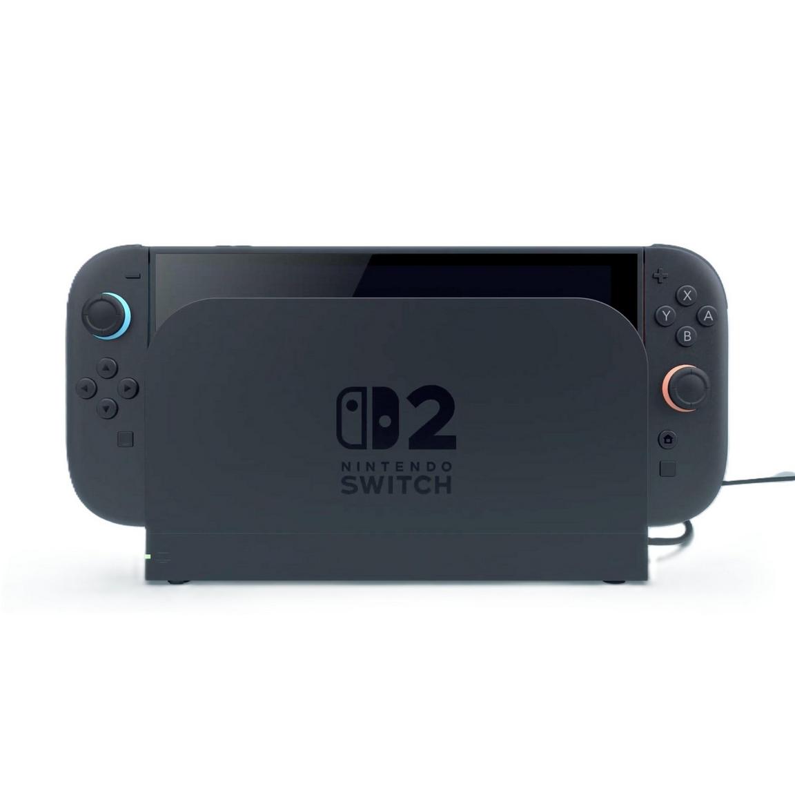 Nintendo Switch 2 docked on a white background