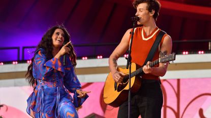 Camila Cabello and Shawn Mendes at Global Citizen Live on September 25, 2021 in New York City
