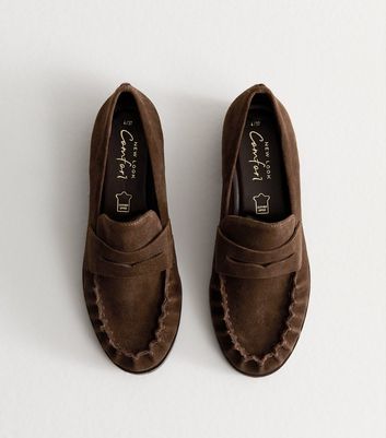 Brown Suede Almond Toe Loafers