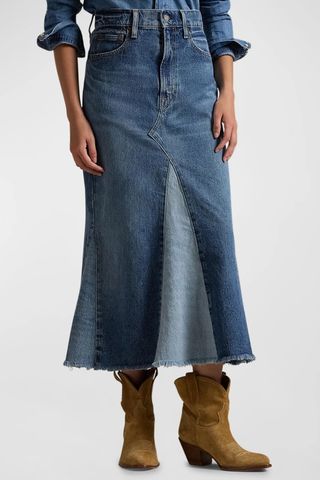 Deconstructed Patchwork Denim Skirt