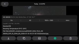 screenshot from the DWARFLAB Dwarf Mini app