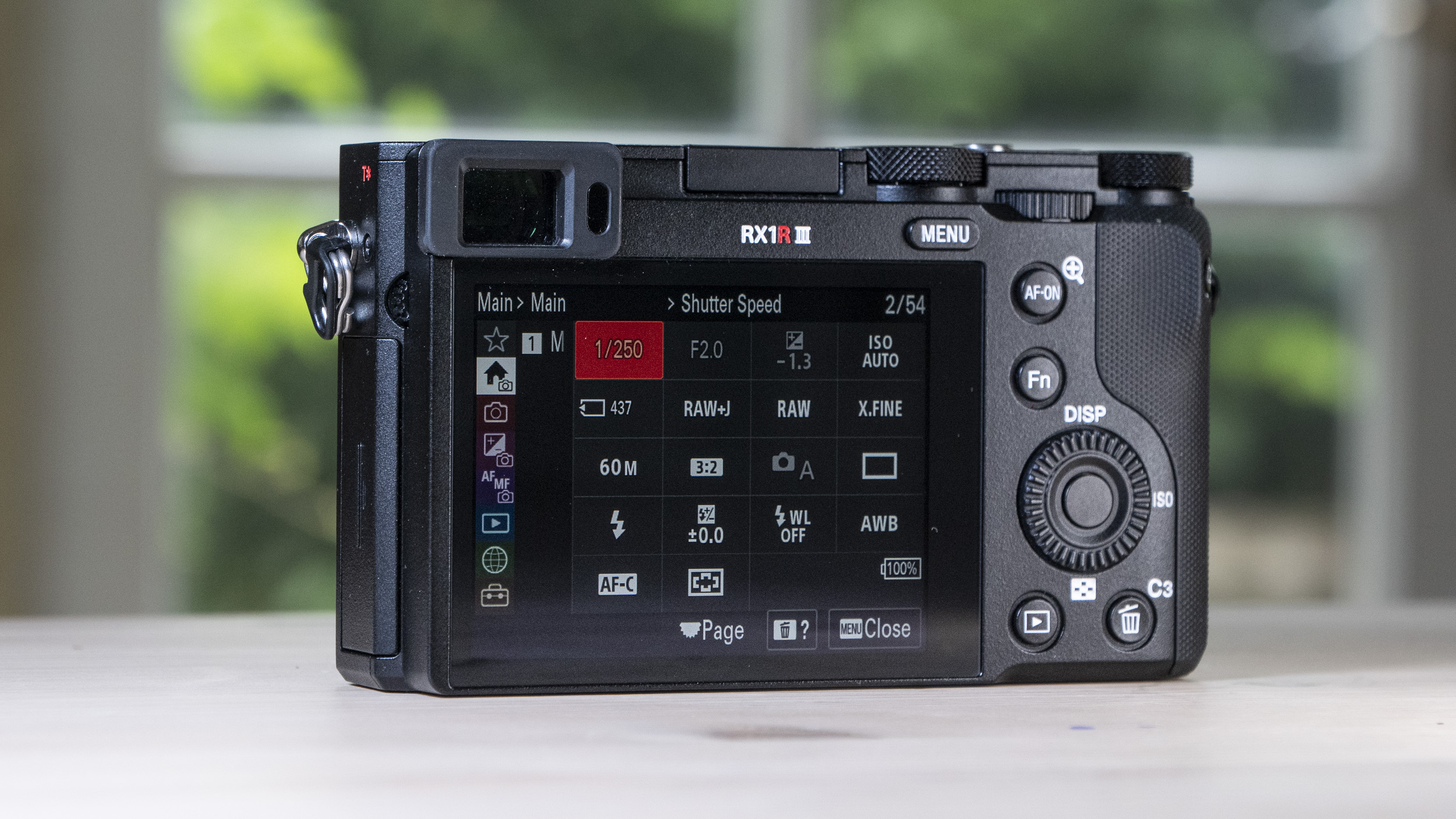 Rear screen of the Sony RX1R III compact camera