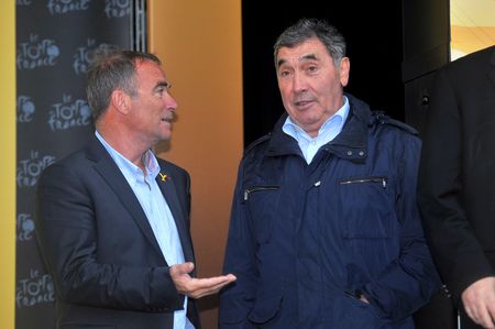 Bernard Hinault and Eddy Merckx at the 2014 Tour de France