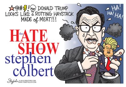 Political cartoon U.S. Stephen Colbert anti-Trump liberal bias
