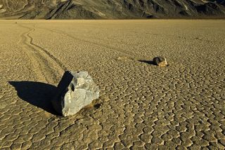 Rocks glide with the wind at Racetrack Playa.