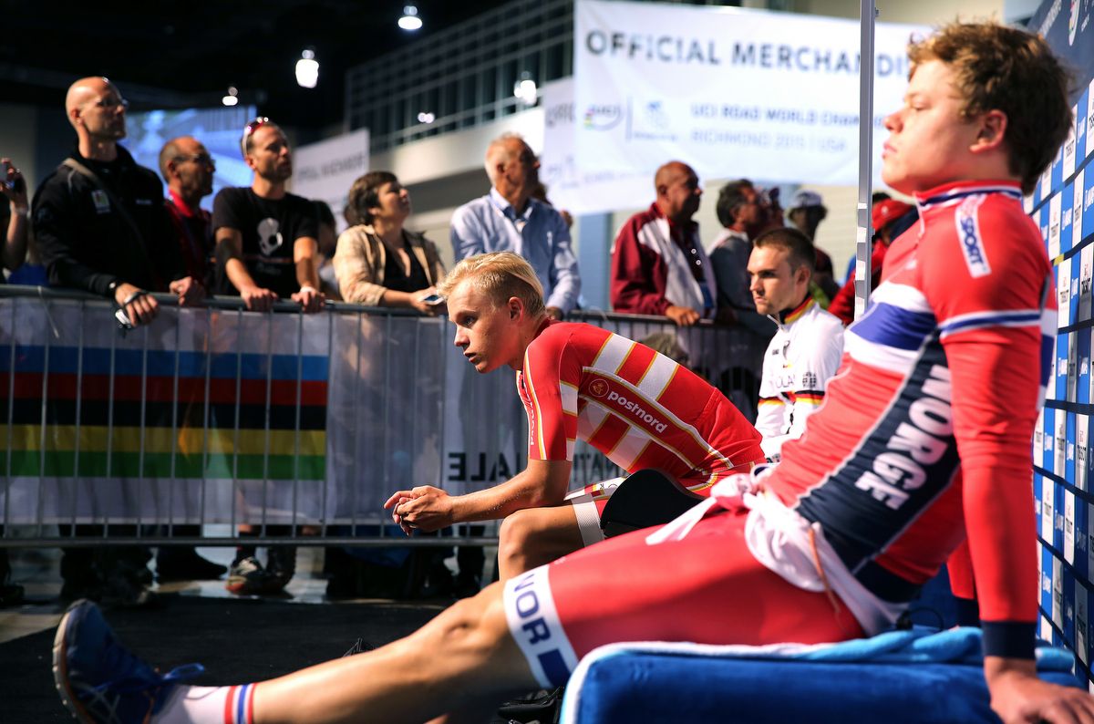 The U23 men's time trial hot set can be a tense place