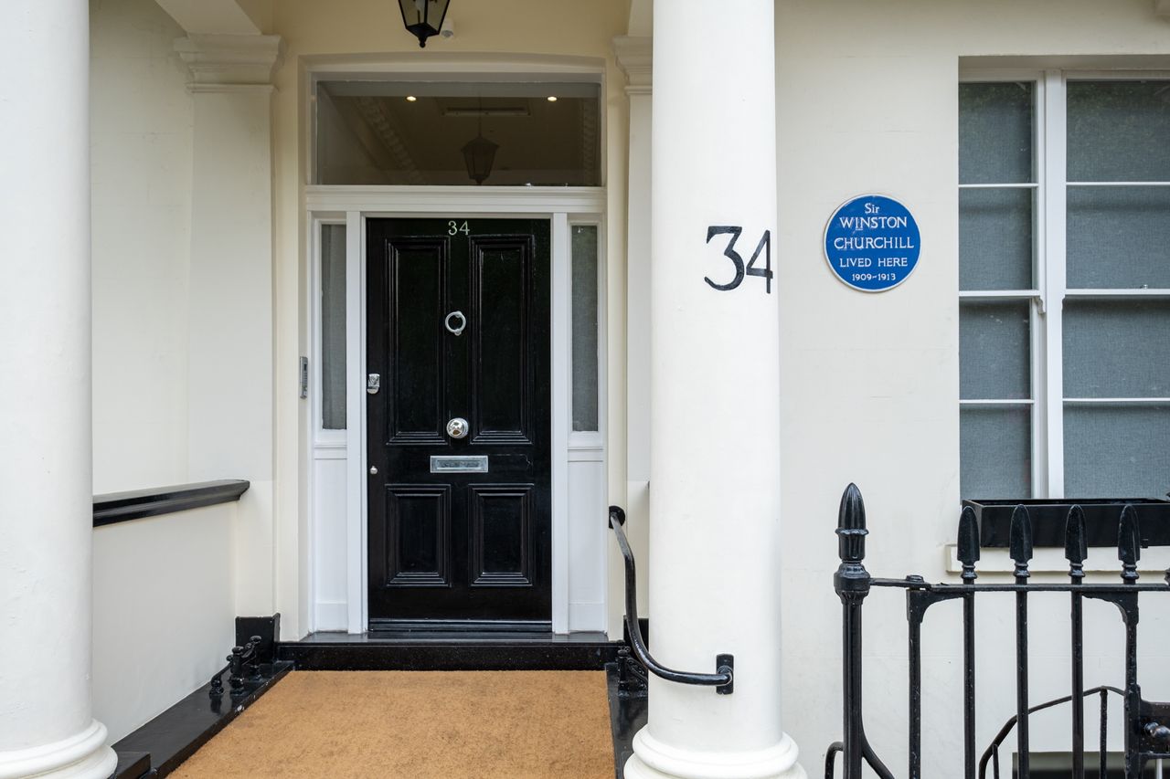 Images of Churchill's former home in Eccleston Square, London