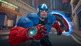 Marvel Rivals characters - Captain America running towards the camera.