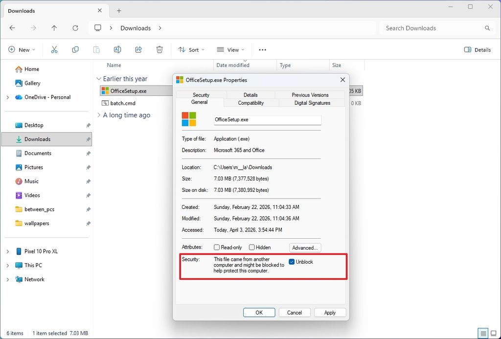 File Explorer file unlock