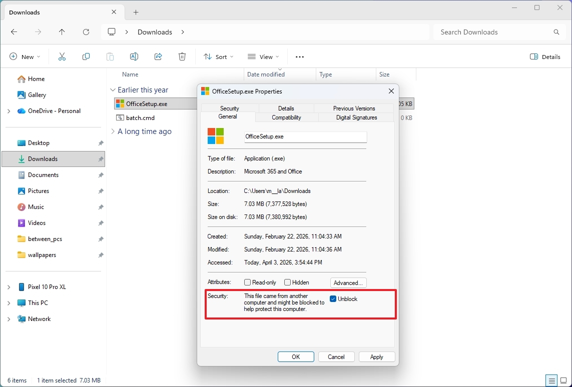 File Explorer file unlock