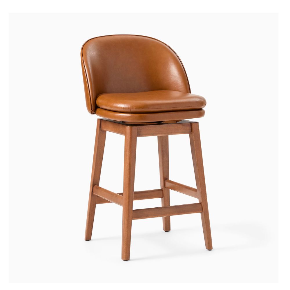 Wayne Leather Armless Swivel Bar Stools