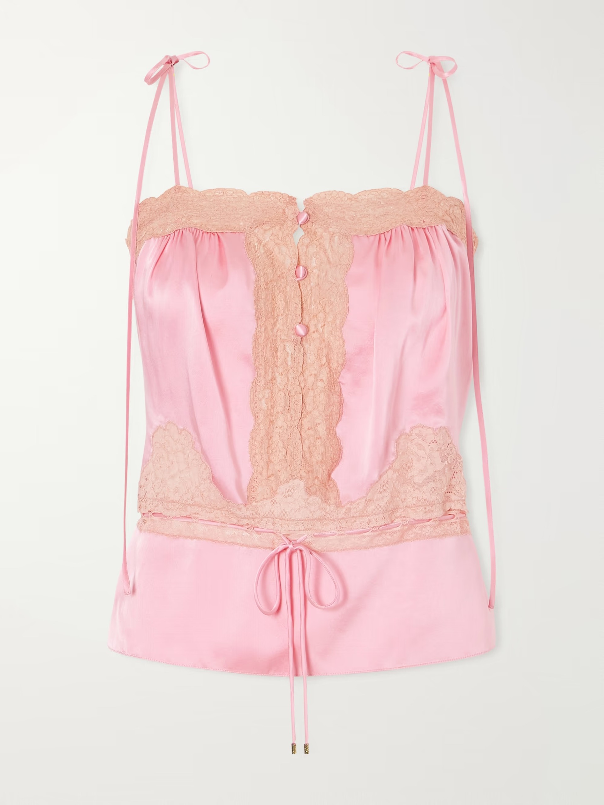 Chlo&amp;eacute;, Lace-Trimmed Silk-Satin Tank