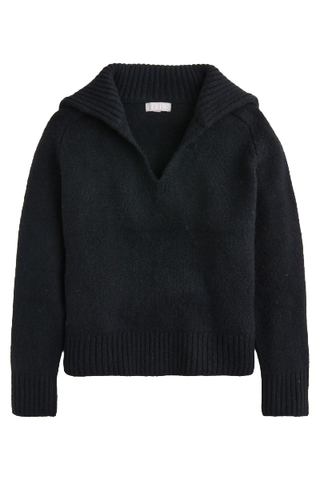 Johnny-Collar Sweater With Ribbed Trim (Was $118) 