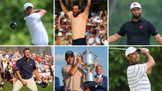 Six golfers in a montage - Rory McIlroy, Bryson DeChambeau, Scottie Scheffler, Xander Schauffele, Jon Rahm and Tiger Woods