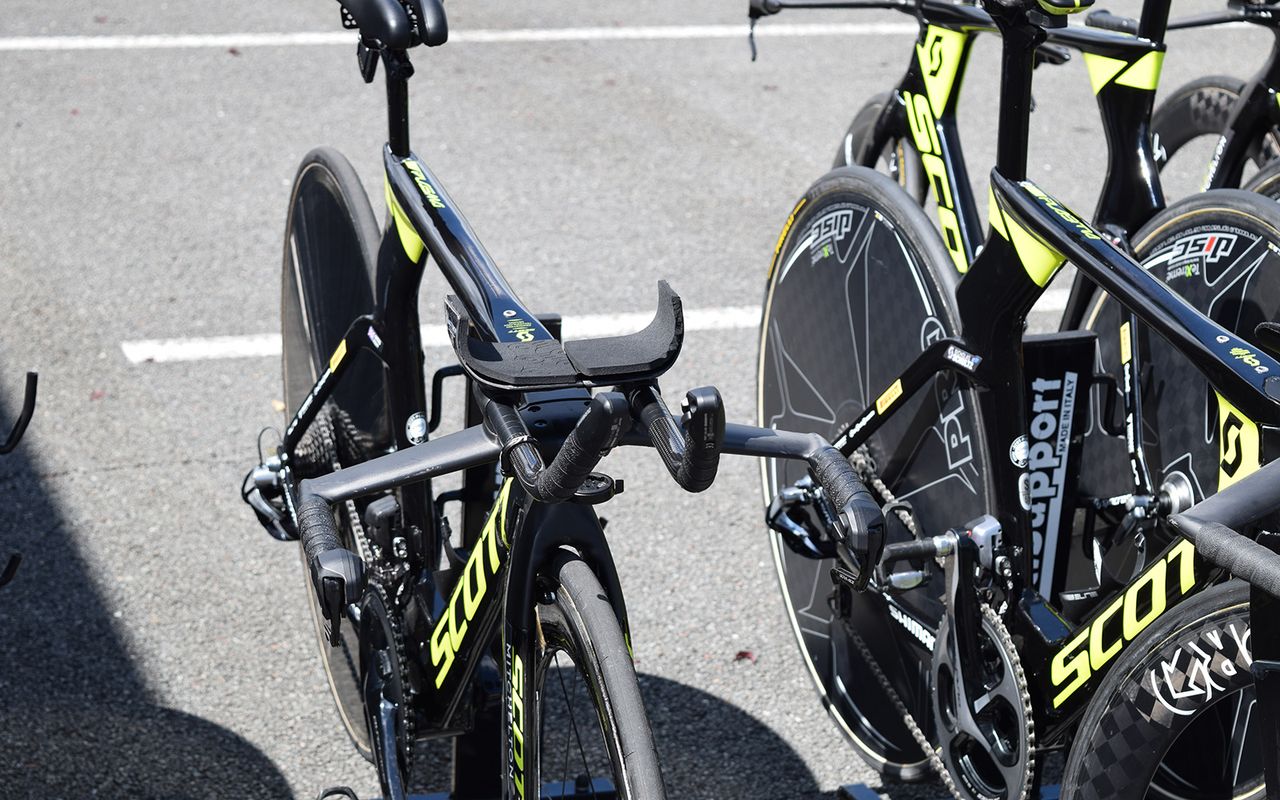 Adam Yates has been working in the wind tunnel on his time trialling and this cockpit setup could be contributing to the gains made
