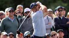 Bryson DeChambeau plays a drive at The Masters