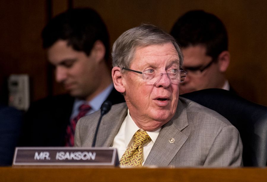 Sen. Johnny Isakson, R-Ga., looks on during the mark up of the Senate&#039;s tax reform bill in the Senate Finance Committee on Thursday, Nov. 16, 2017.