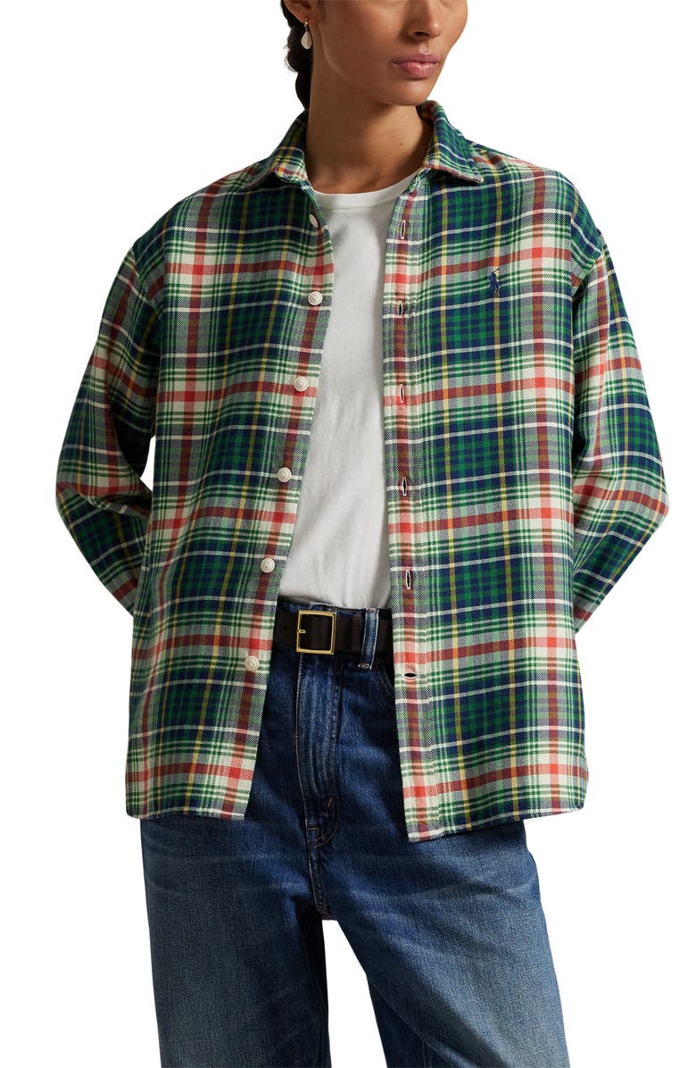 Plaid Cotton Flannel Button-Up Shirt