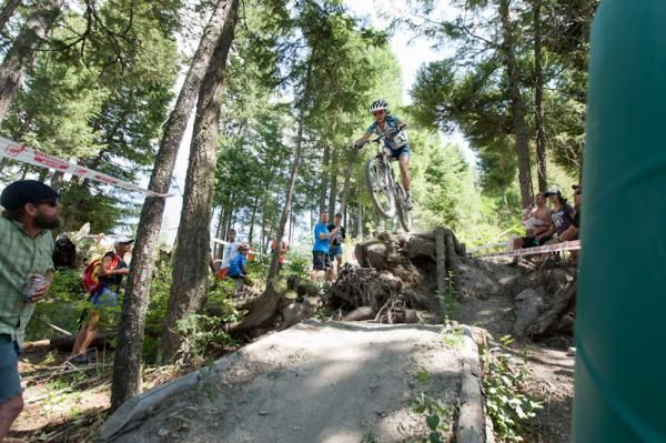 Lizzy English was one of three women taking the A-line jump
