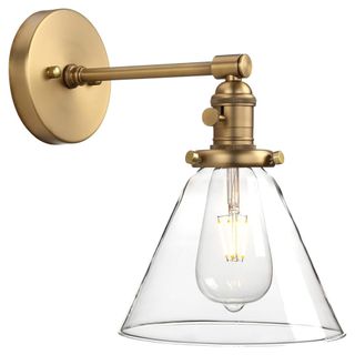 brass and glass wall light