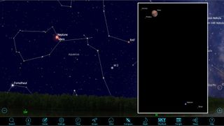 On the evenings of Dec. 6 and 7, red Mars will have a very close encounter with blue Neptune. Separated by only about 20 arc-minutes in the sky, the two planets will easily fit together in your telescope's field of view and exhibit beautiful contrasting colors! Observers in Asia and Australia will get to see the two planets only 2 arc-minutes apart, as shown here.