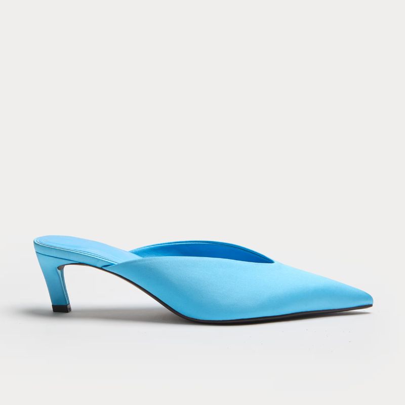 M&amp;amp;S, Satin Slip On Kitten Heel Pointed Mules