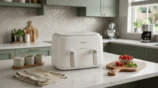 Philips Series 3000 air fryer in white on a kitchen counter