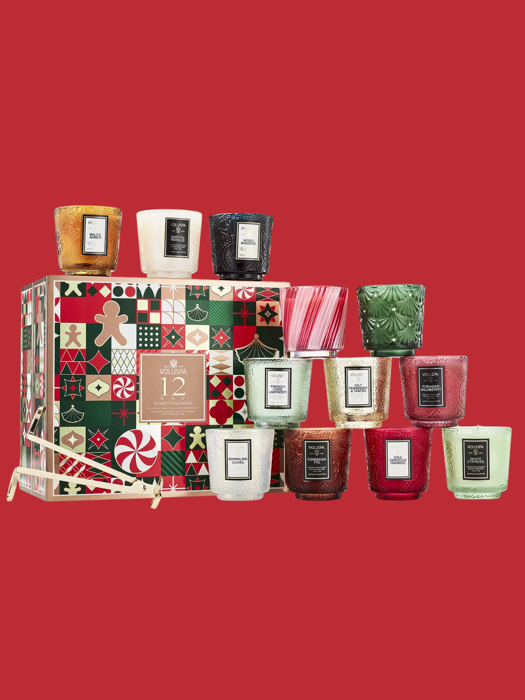 An advent calendar from Voluspa including twelve festive scented candles