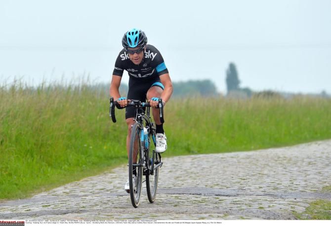 Riche Porte (Team Sky) takes in the cobbles