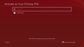 ps4 primary console screen