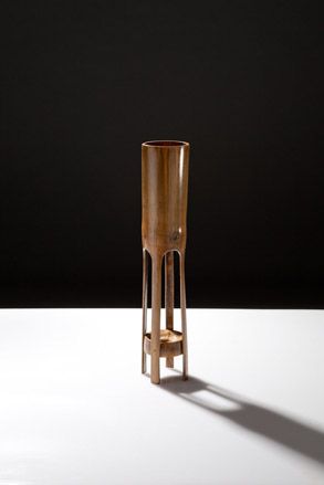 Bamboo pillar candle holder ﻿