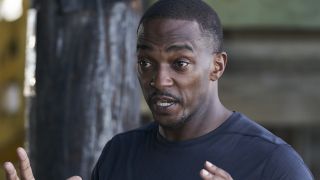 Anthony Mackie asking a shark-related question in NatGeo's Shark Beach with Anthony Mackie