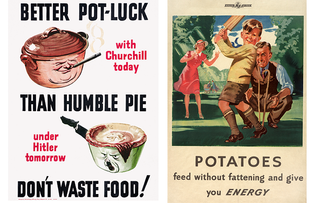 Wartime potato poster - ©IWM (PST 3366) and pie poster ©IWM (PST 3108)