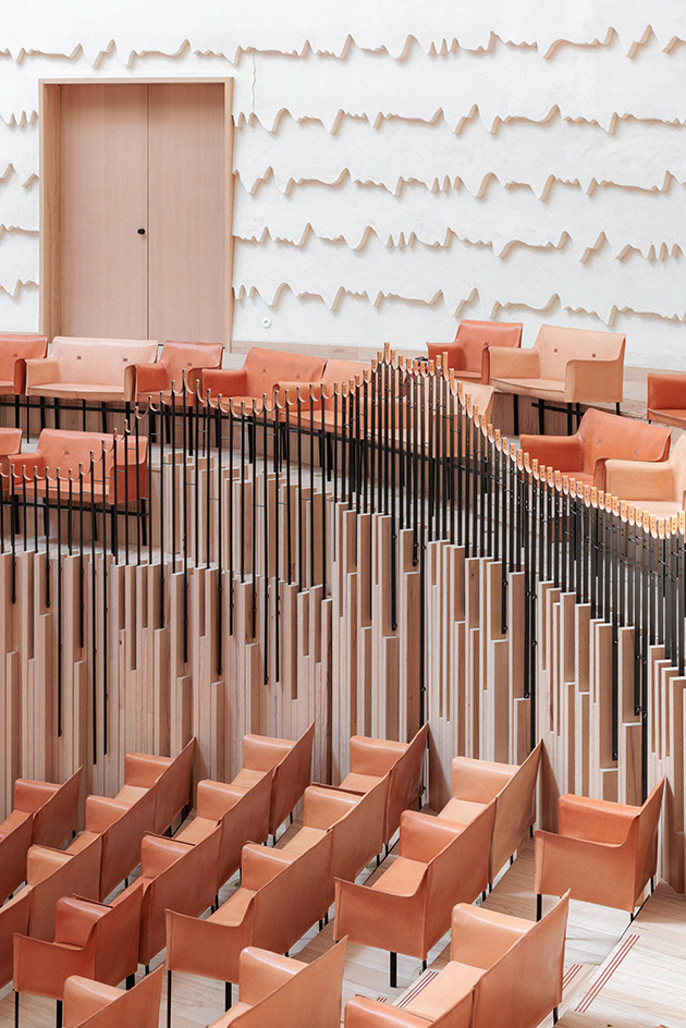 Evian concert hall, La Source Vive, all organic forms in the woods