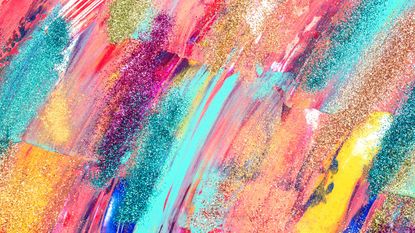 Multicolored brushstrokes of paint - stock photo