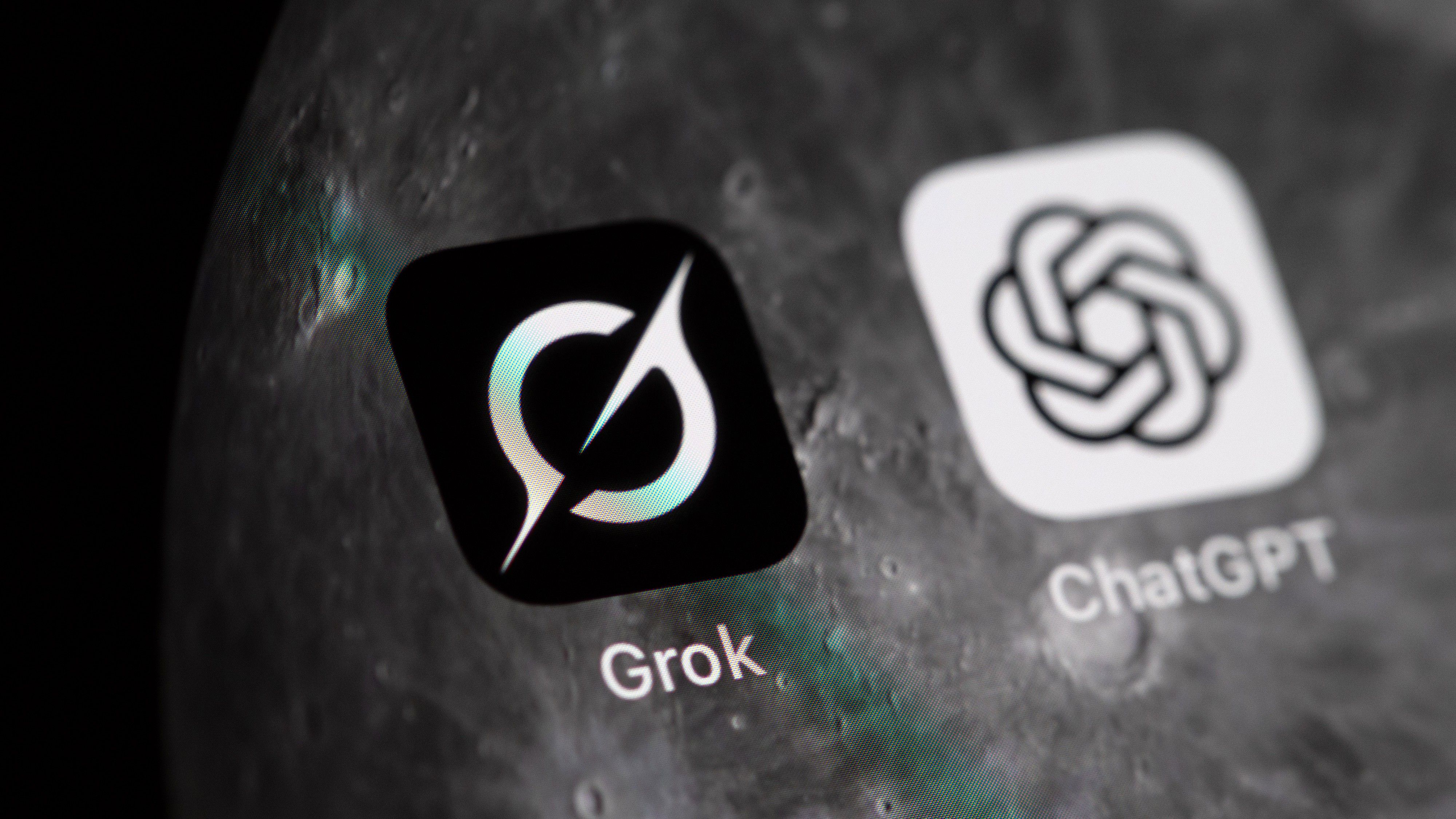 The Grok and ChatGPT apps on a smartphone. 