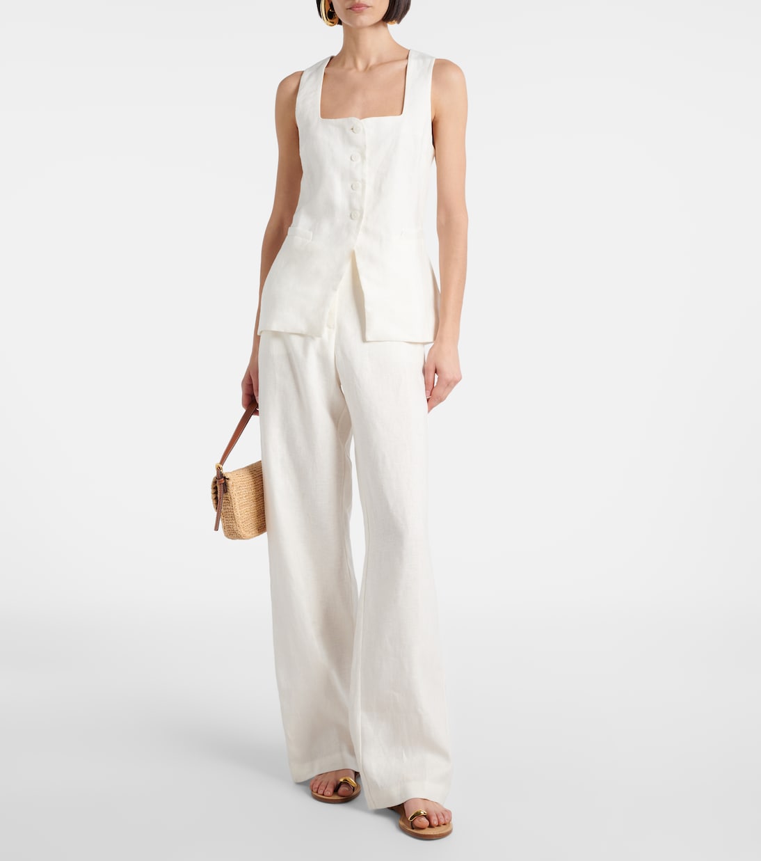 High-Rise Linen Wide-Leg Pants